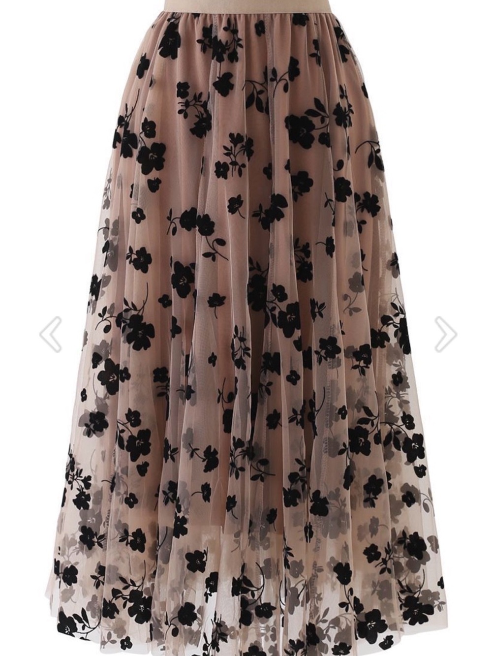 Chicwish Beige Maxi Skirt with Black Floral Pattern - Picture 3 of 3